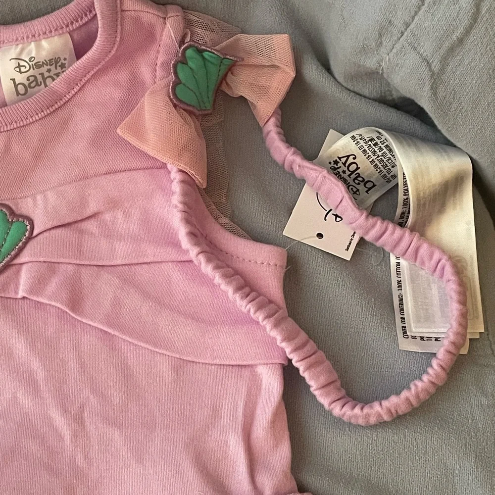 NEW Walt‎ Disney The Little Mermaid Ariel Baby Bodysuit Costume & Headband